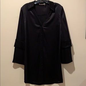 Alice & Olivia Silk Tux Shirt Dress
